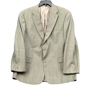 Hart Schaffner Marx Suit Jacket Men 44R Gray Taupe Pinstripe Gold Trumpeter Wool